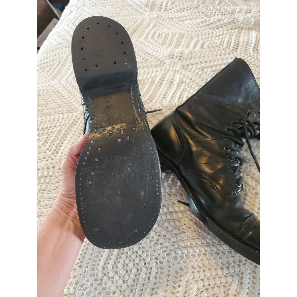 Vtg Corcoran 1500 Jump Boots 9 D black combat military made‎ in USA cap toe